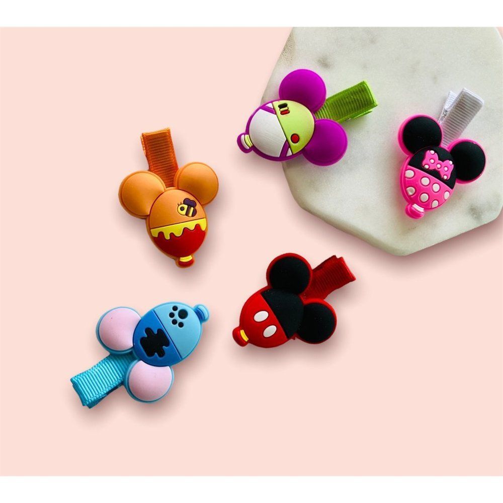 Minnie Mickey Mouse Ears Hair Clips Set for Girl Disney Accessories